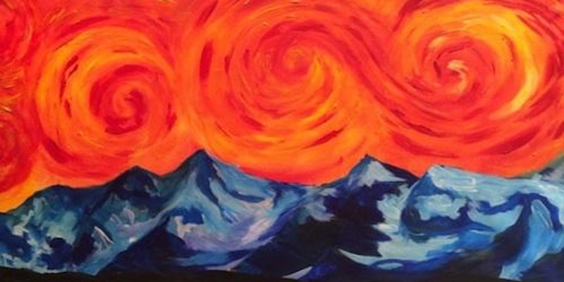 Swirling Skies Over the Rockies- Acrylic Painting Class 11/29