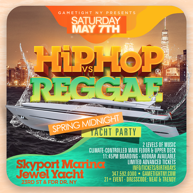 NYC Hip Hop vs Reggae® Sat Yacht Party at Skyport Marina Jewel Yacht 2022