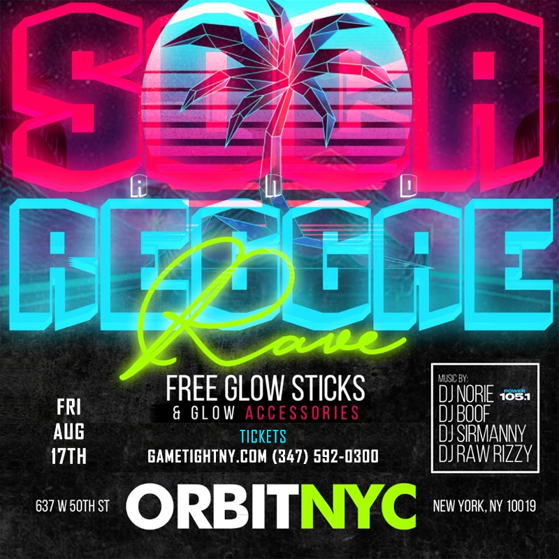 Soca Vs. Reggae Glowsticks Rave Power 105.1 party at Orbit NYC 2018 Soca Vs. Reggae Glowsticks Rave Power 105.1 party at Orbit NYC 2018
