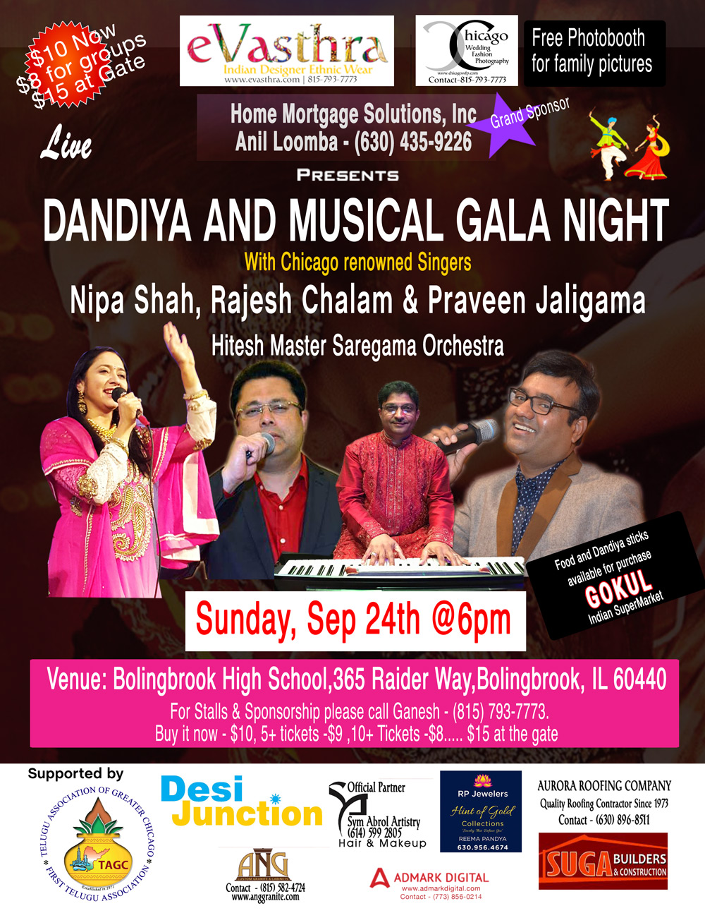 Live Dandiya and Musical Gala Night with Nipa Shah, Rajesh Chalam, Praveen Jaligama & Hitesh Master Saregama Orchestra