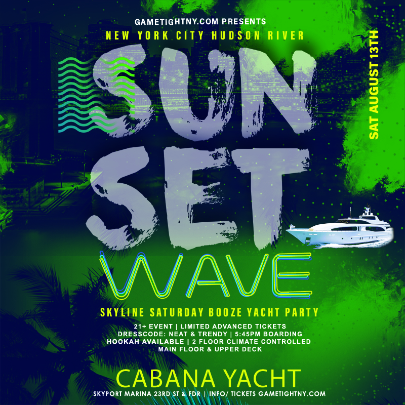 Sunset Summer NYC Wave Cabana Yacht Booze Cruise Party 2022