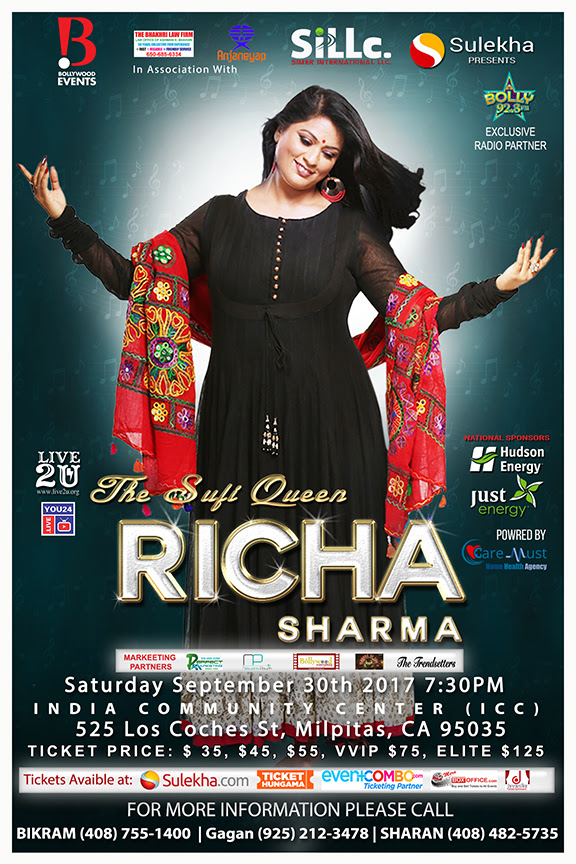 The Sufi Queen Richa Sharma Live in Bay Area The Sufi Queen Richa Sharma Live in Bay Area