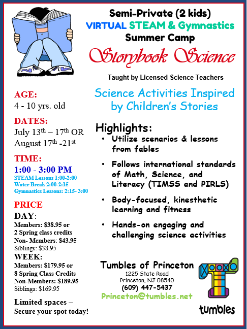 VIRTUAL STEAM-Gymnastics-Storybook Science 
Summer Camp