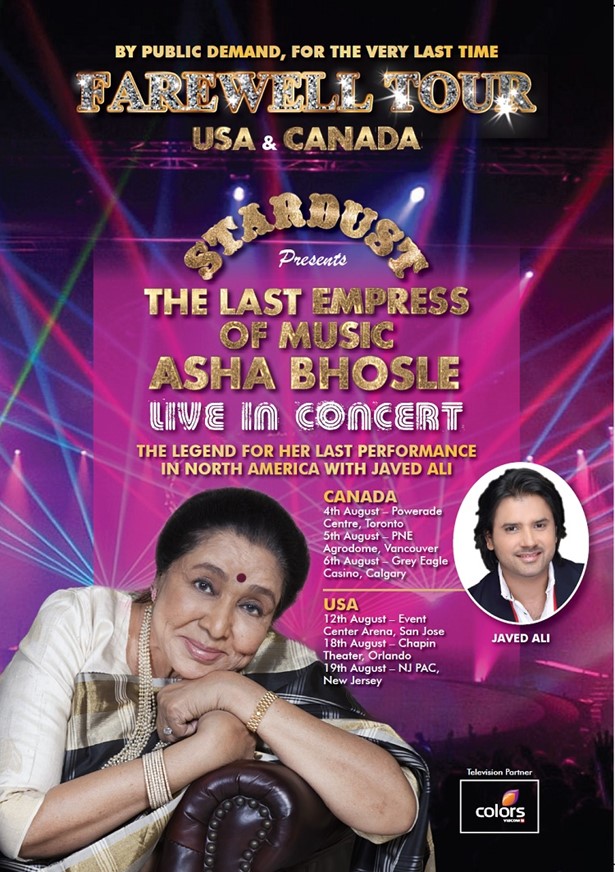 ASHA BHOSLE FAREWELL TOUR WITH JAVED ALI - NEWARK, NJ ASHA BHOSLE FAREWELL TOUR WITH JAVED ALI - NEWARK, NJ