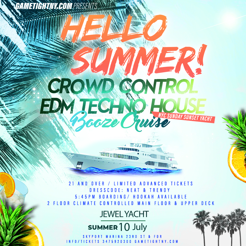 Sunday Sunset Crowd Control Edm House Jewel Yacht Party Cruise at Skyport Marina 2022