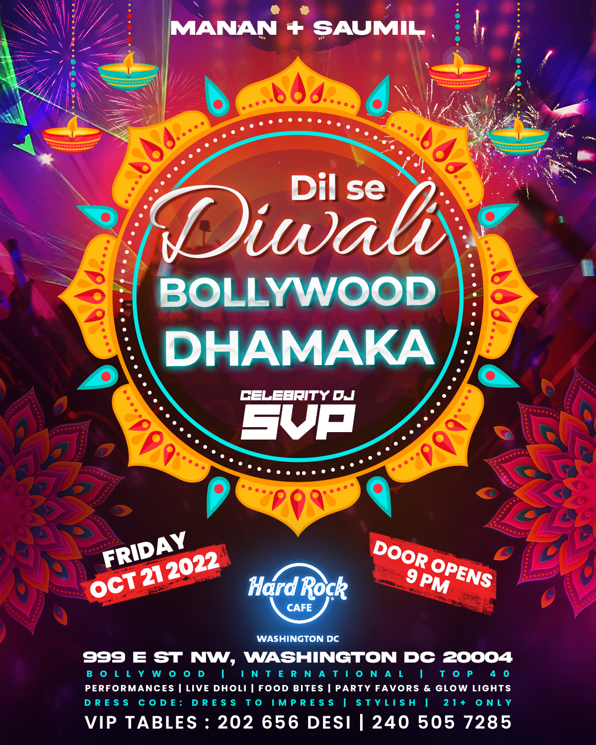 Manan Singh Katohora PRESENTS "Dil Se DIWALI - BOLLYWOOD DHAMAKA" --  Official Washington DC Dance Party